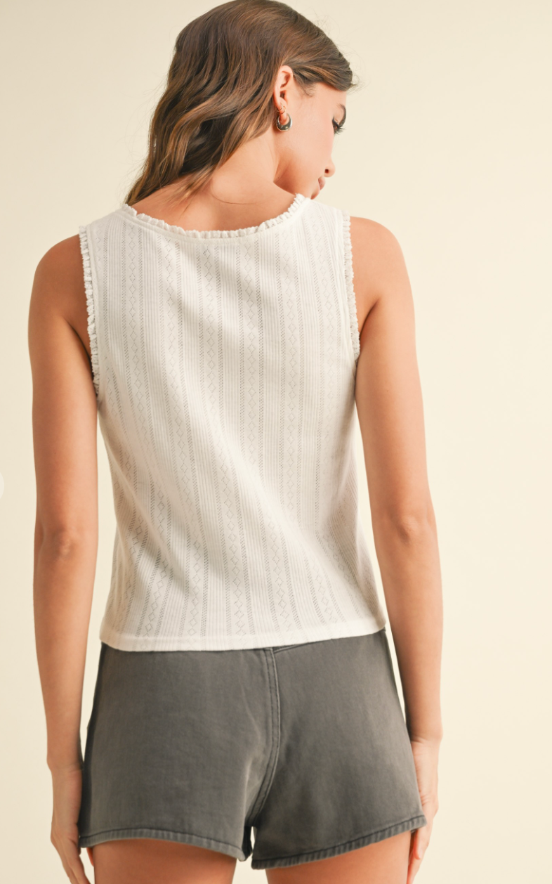 Pointelle Tank White