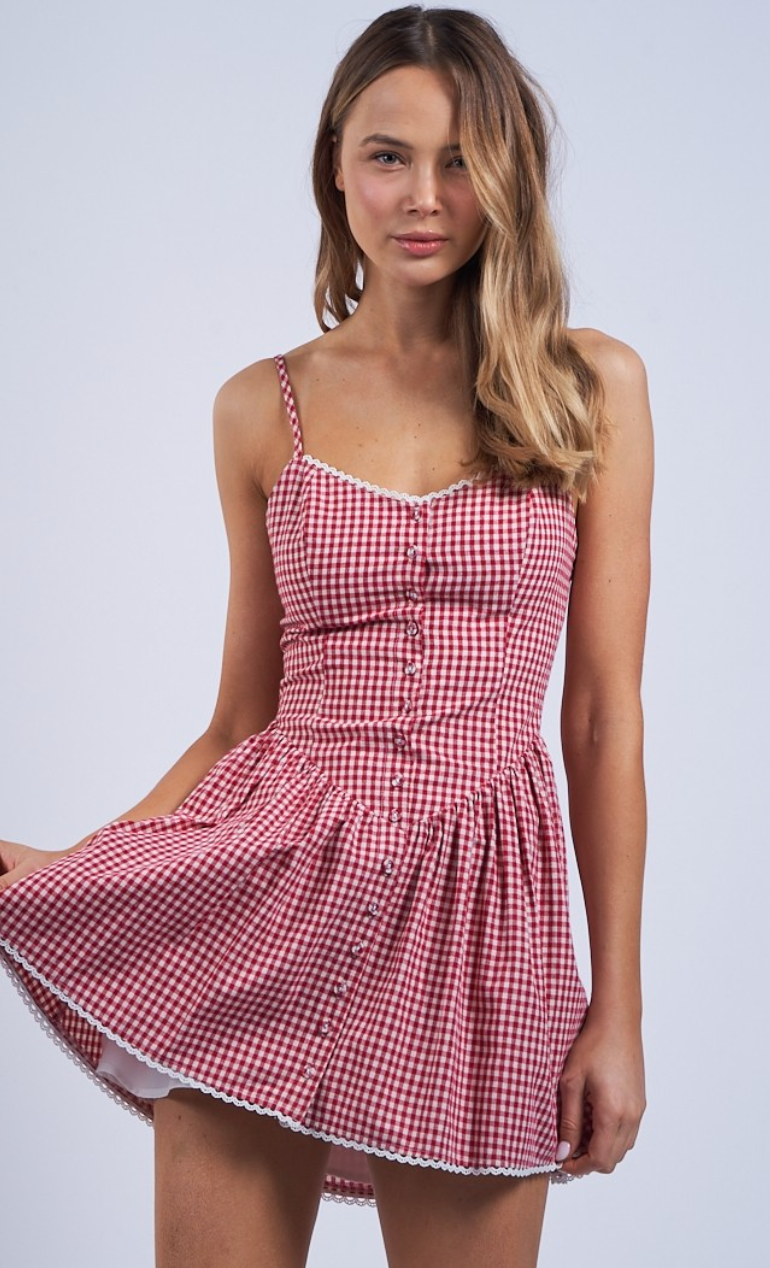 Red Checker Fit & Flare Dress