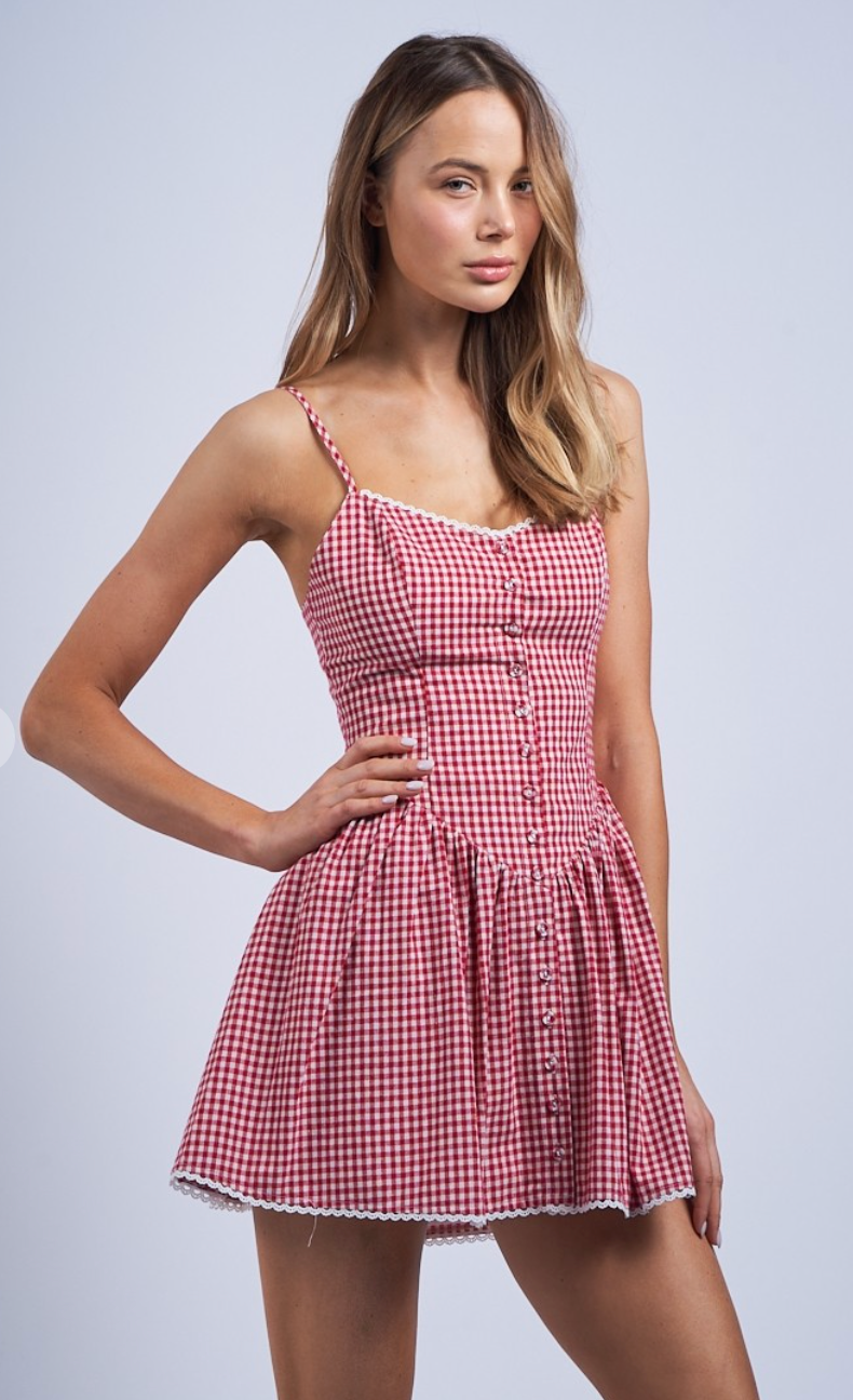Red Checker Fit & Flare Dress