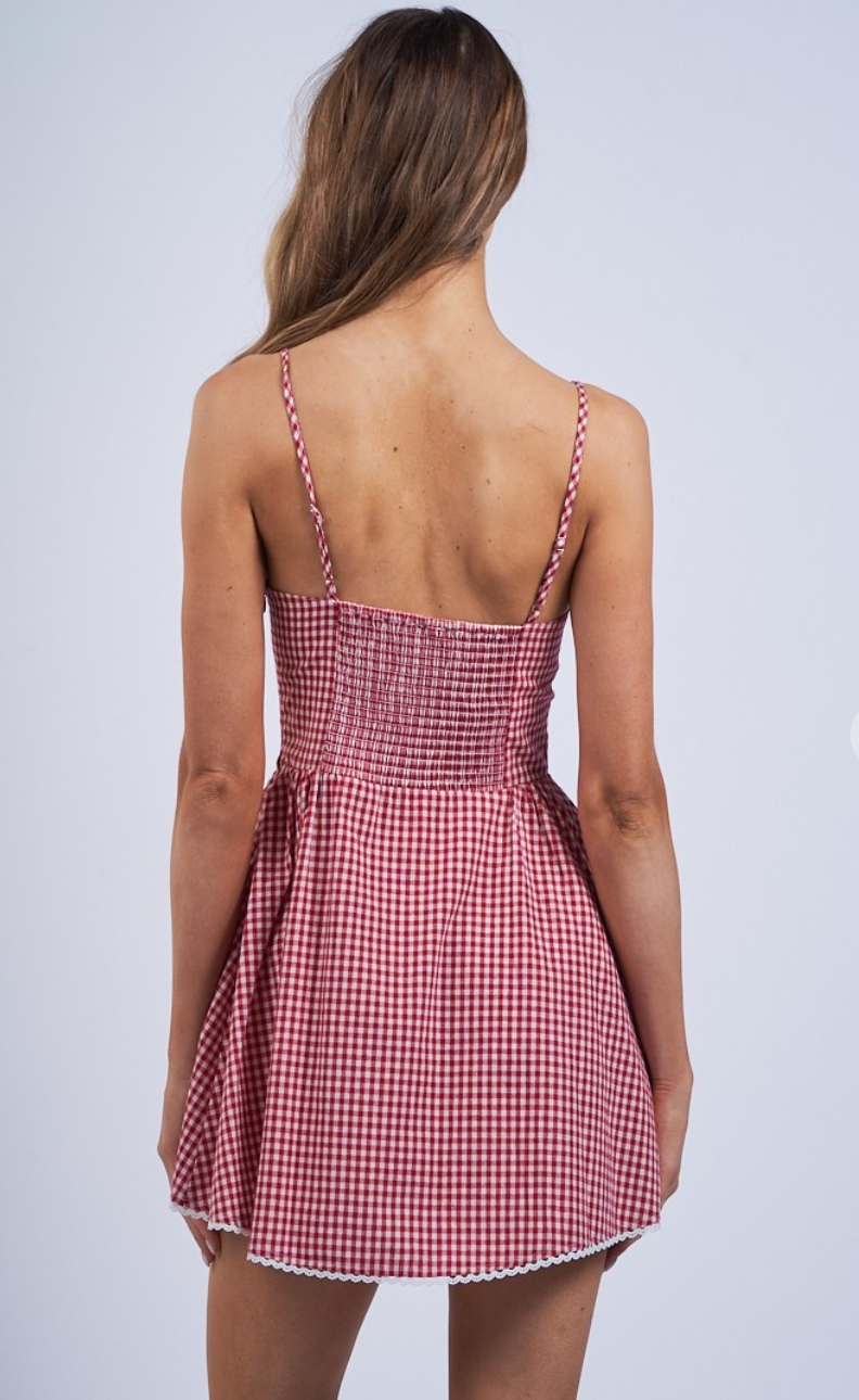 Red Checker Fit & Flare Dress