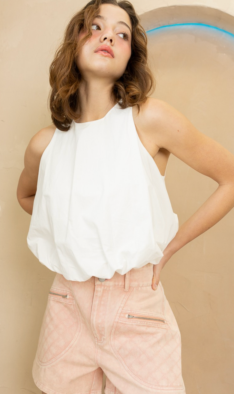 Bubble Hem Tank White