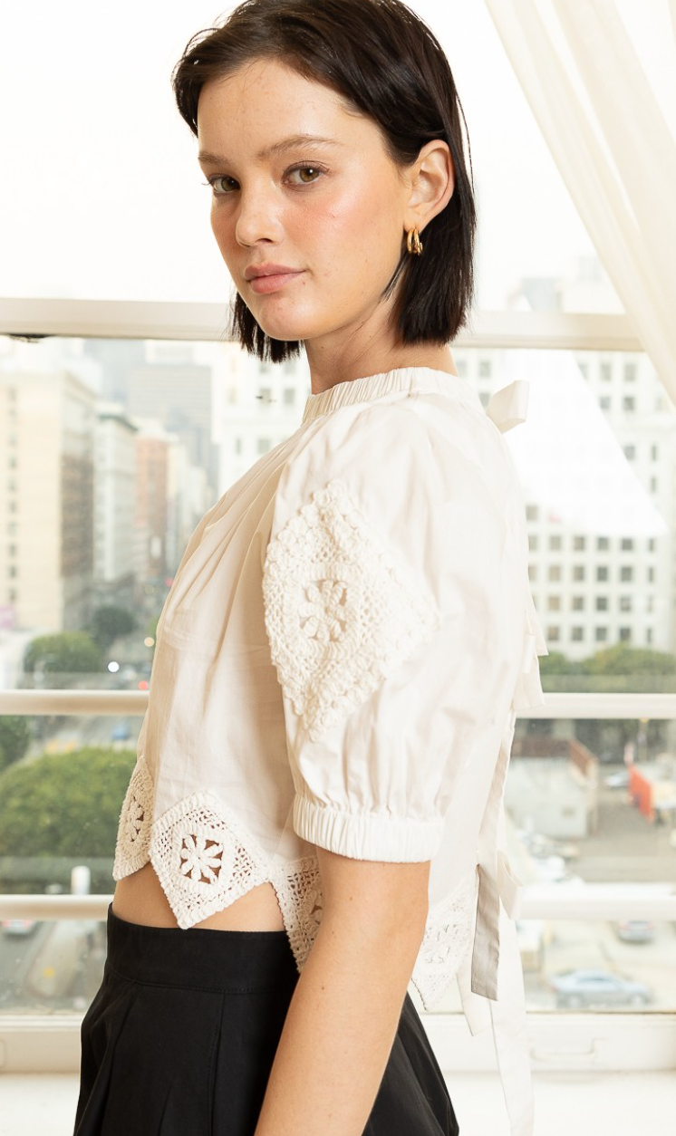 Cotton Crochet Hem Top