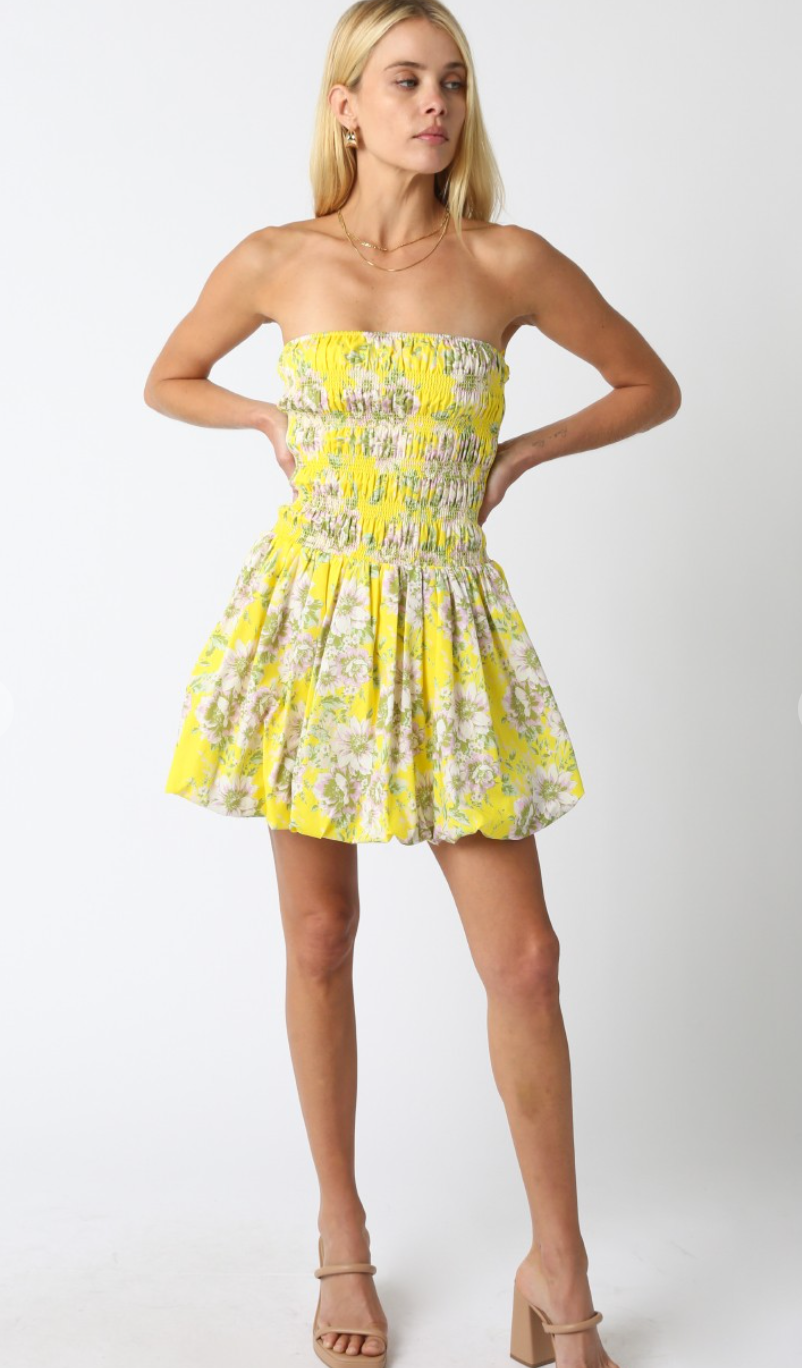 Nevaeh Yellow Floral Dress