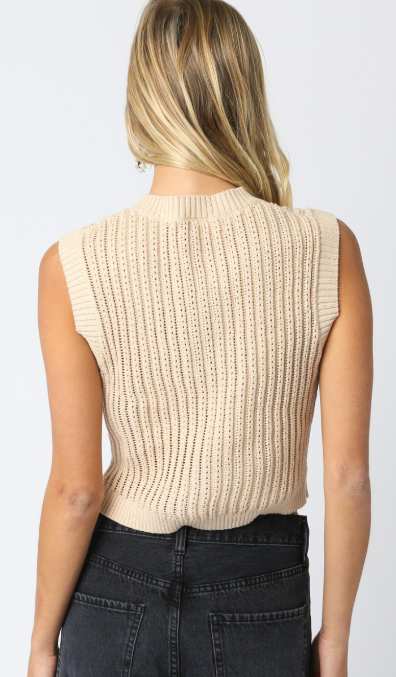 Button Knit Tank Natural