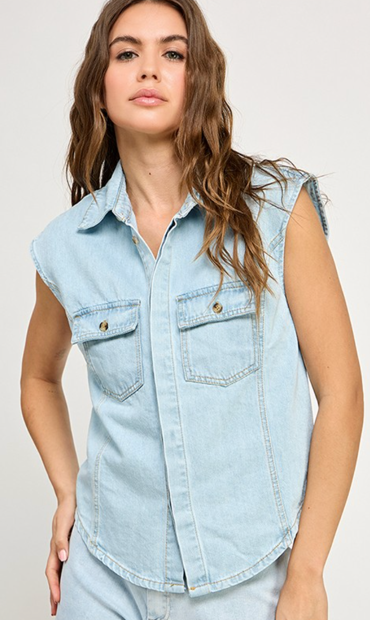 Jackie Denim Vest Top