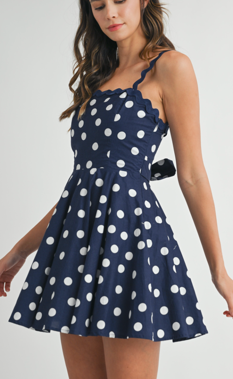 Navy Polka Dot Dress