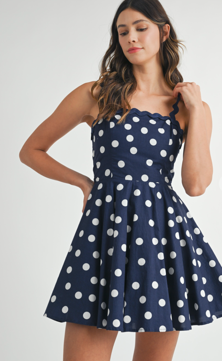 Navy Polka Dot Dress
