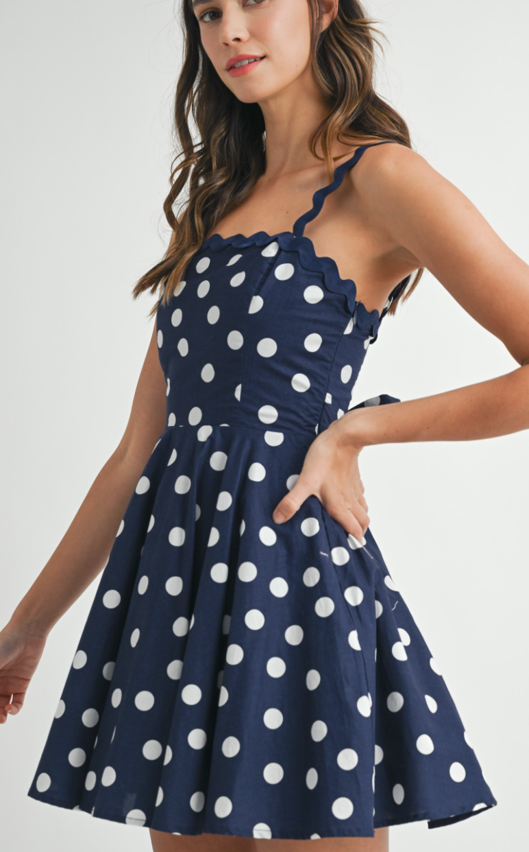 Navy Polka Dot Dress