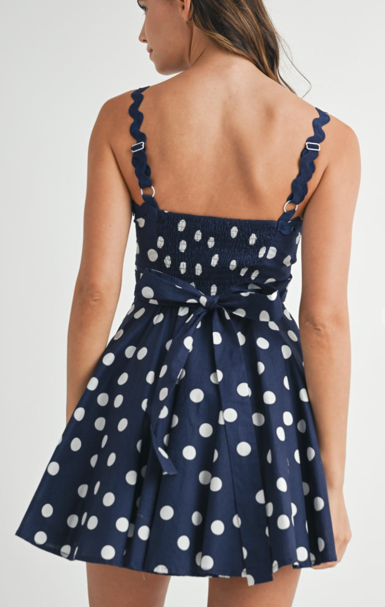 Navy Polka Dot Dress