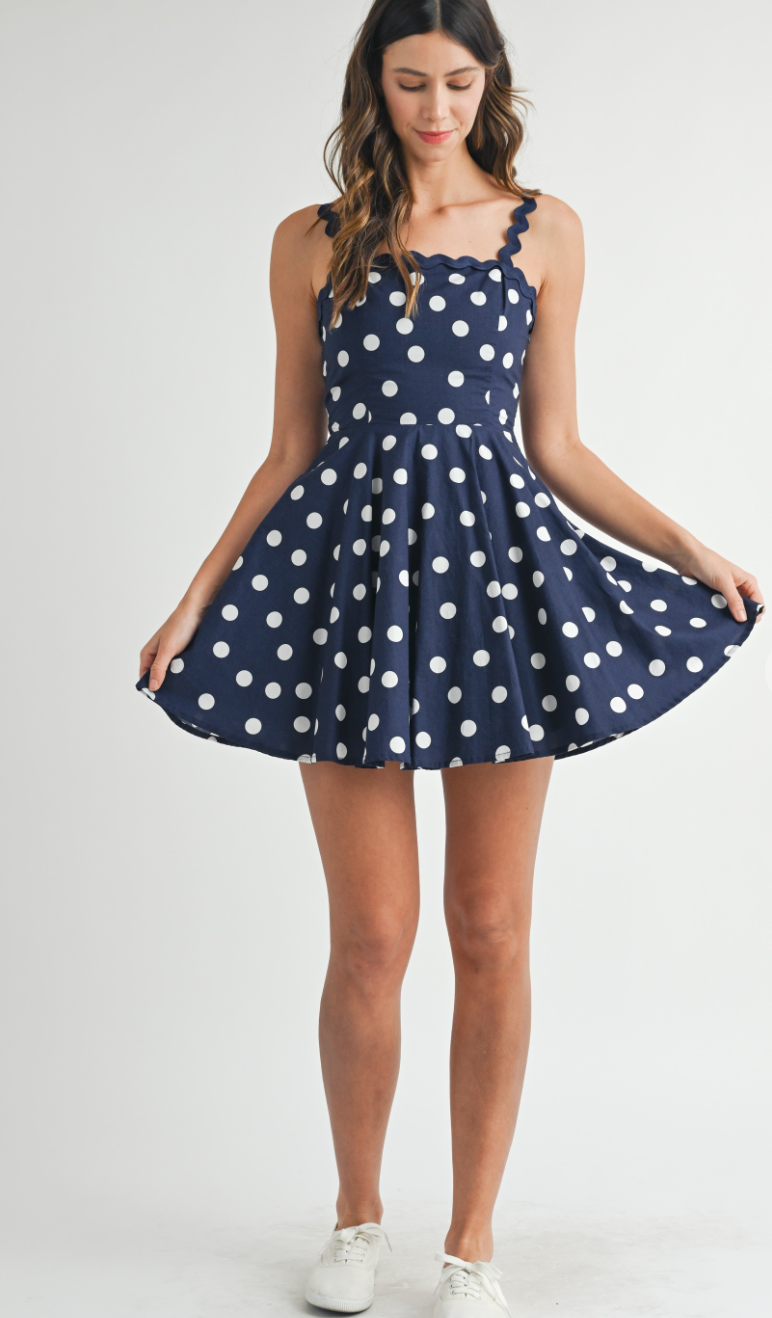 Navy Polka Dot Dress