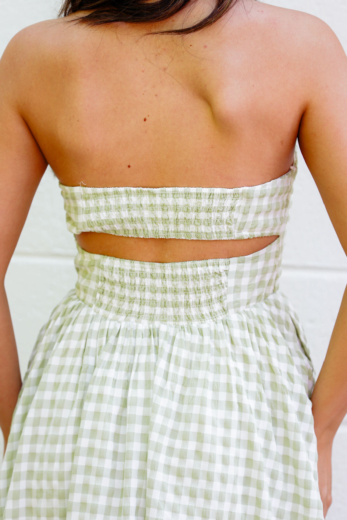 Sage Gingham Bubble Midi Dress