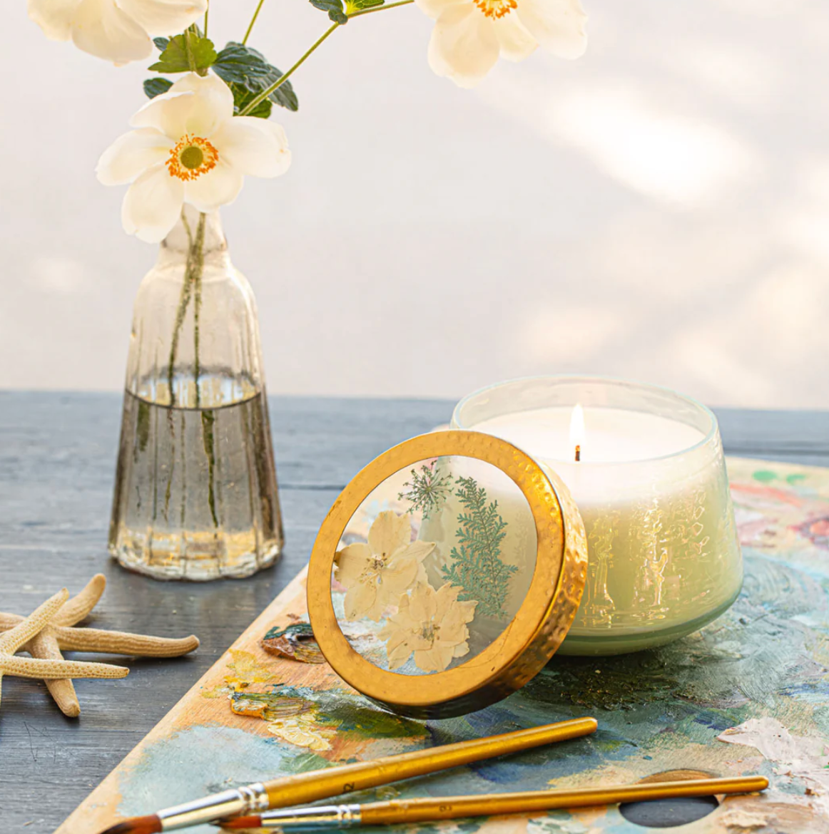 Pacific Coast Pressed Floral Candle - M