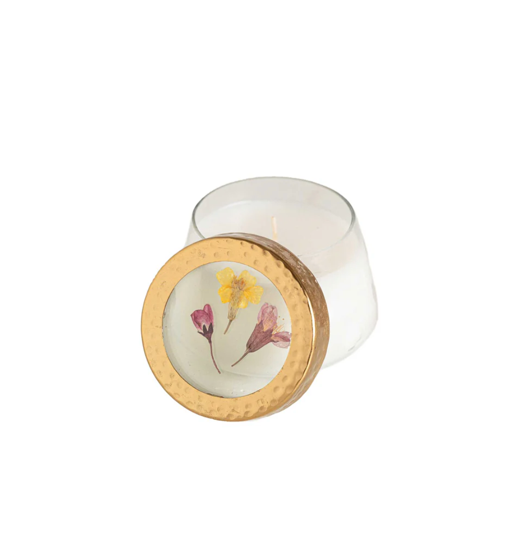 Lemon Blossom & Lychee Pressed Floral Candle - S