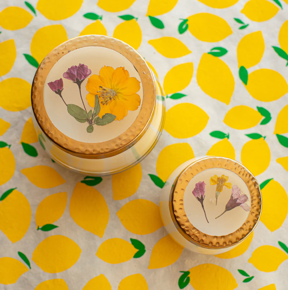 Lemon Blossom & Lychee Pressed Floral Candle - M