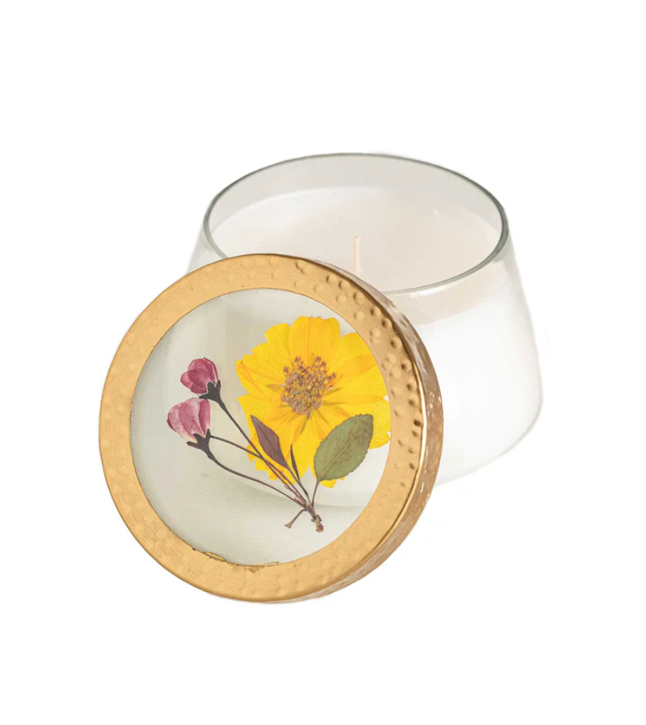 Lemon Blossom & Lychee Pressed Floral Candle - M