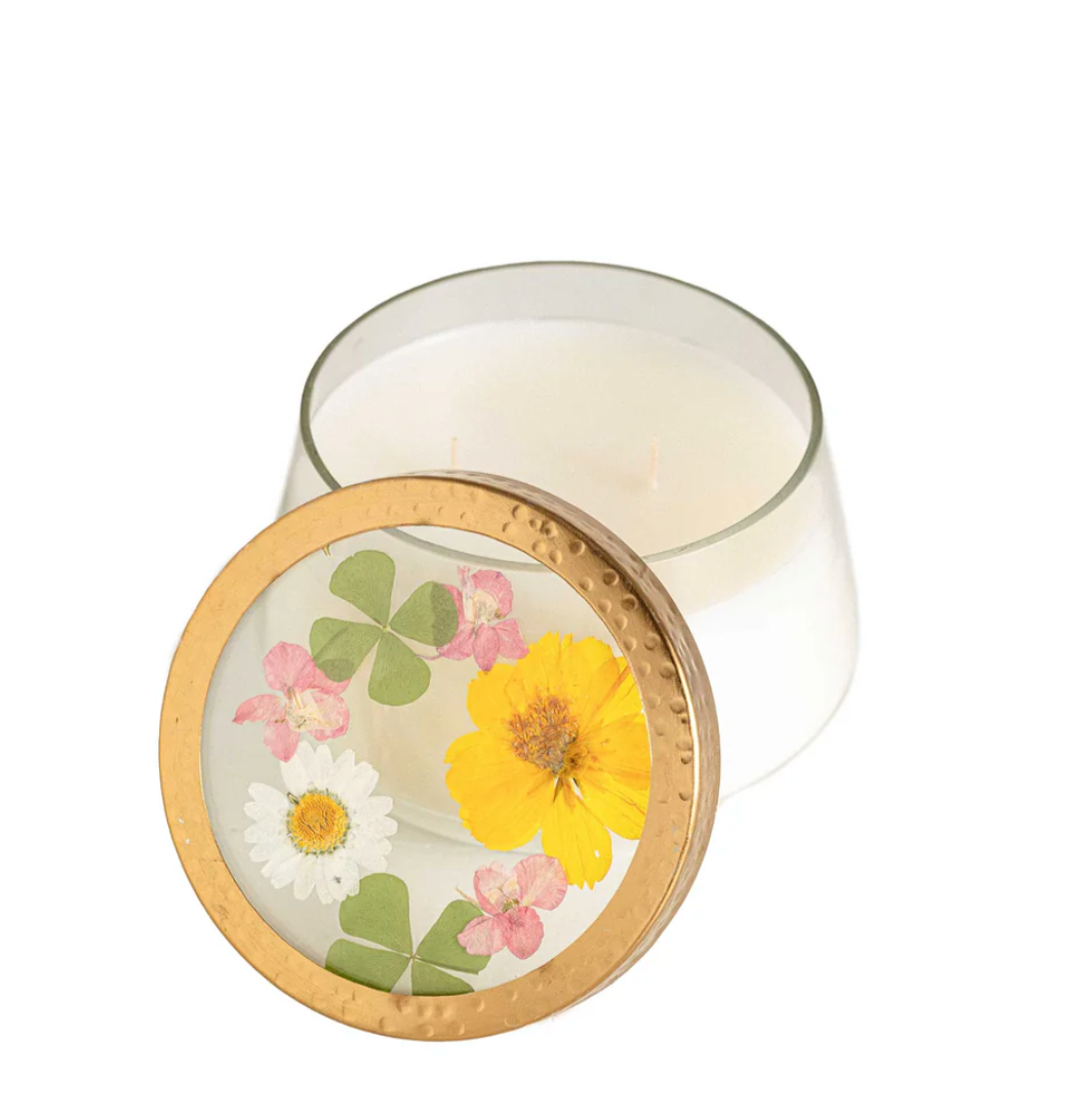 Lemon Blossom & Lychee Pressed Floral Candle - L