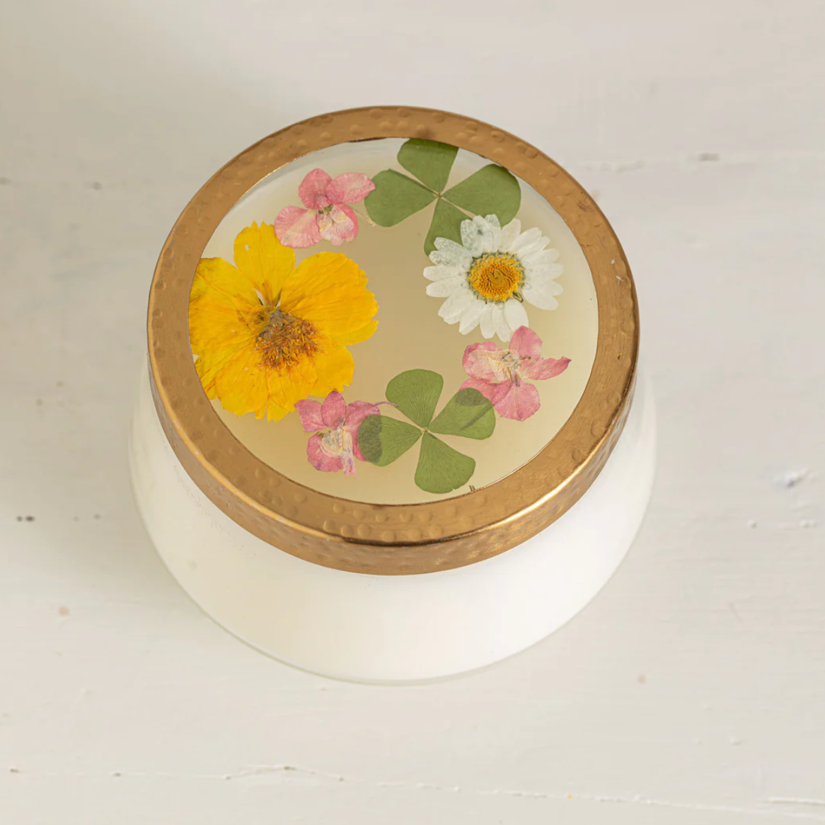 Lemon Blossom & Lychee Pressed Floral Candle - L