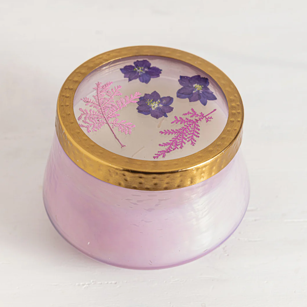 Blackberry & Coconut Pressed Floral Candle - L