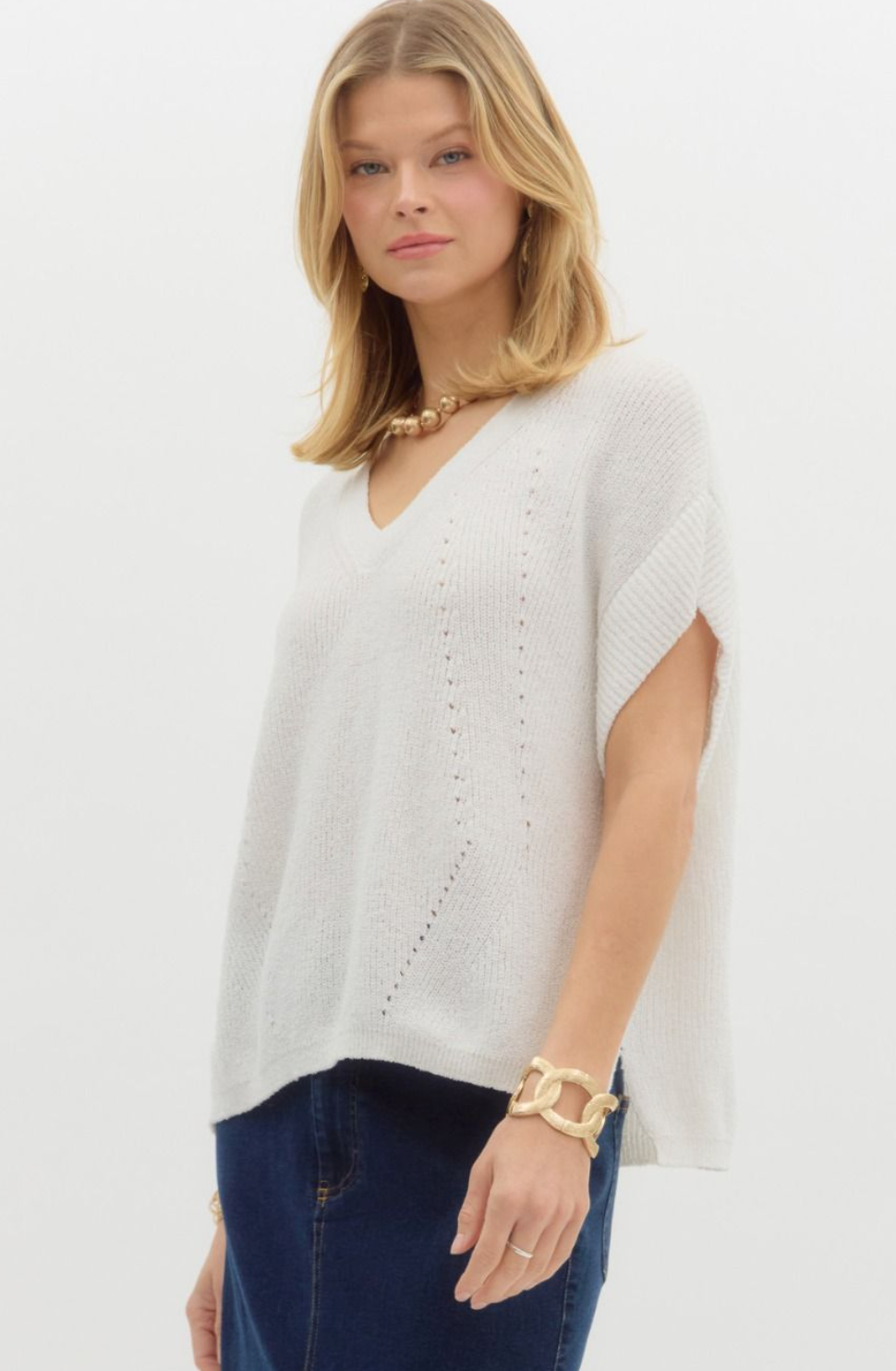 Off White Knit Top