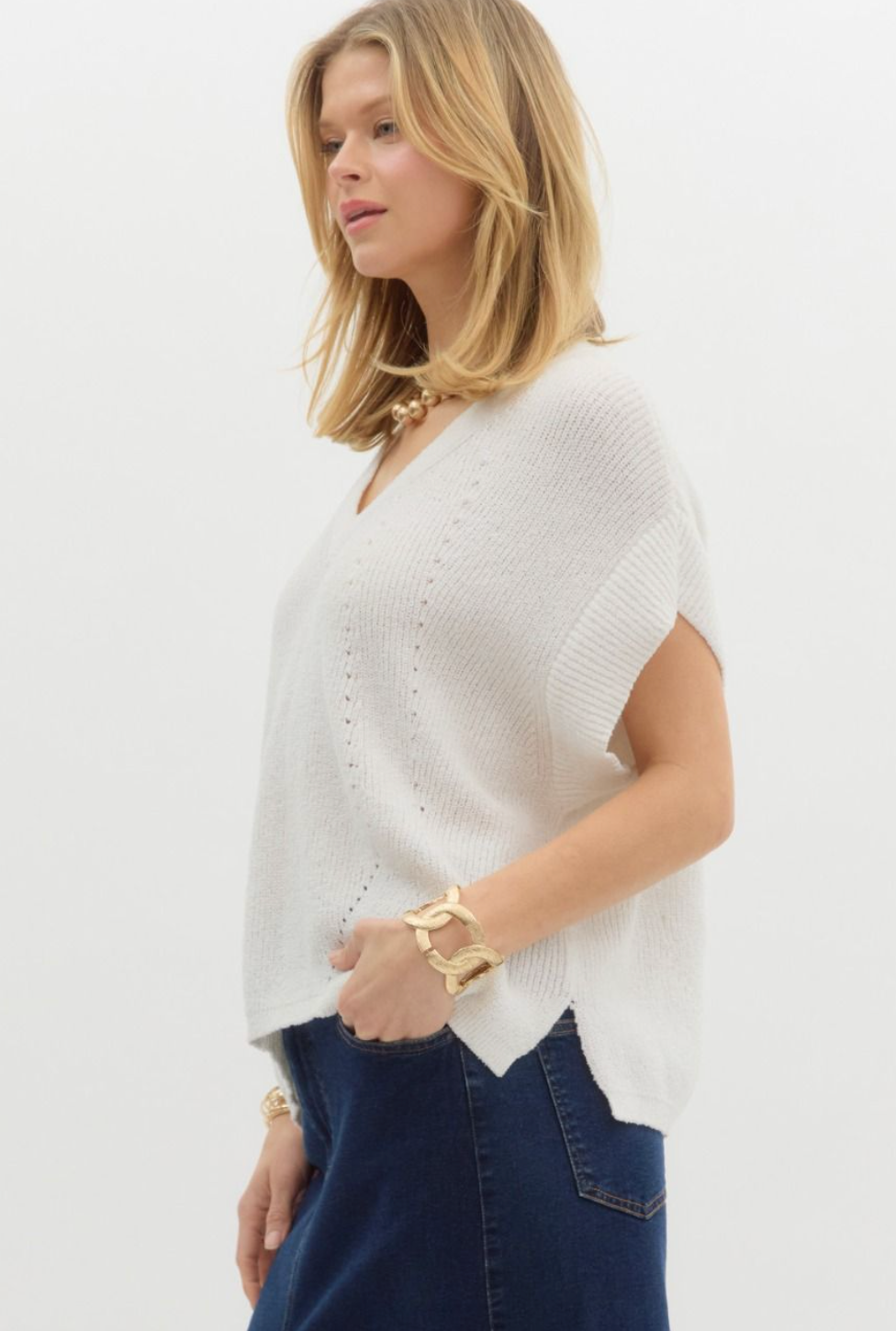 Off White Knit Top