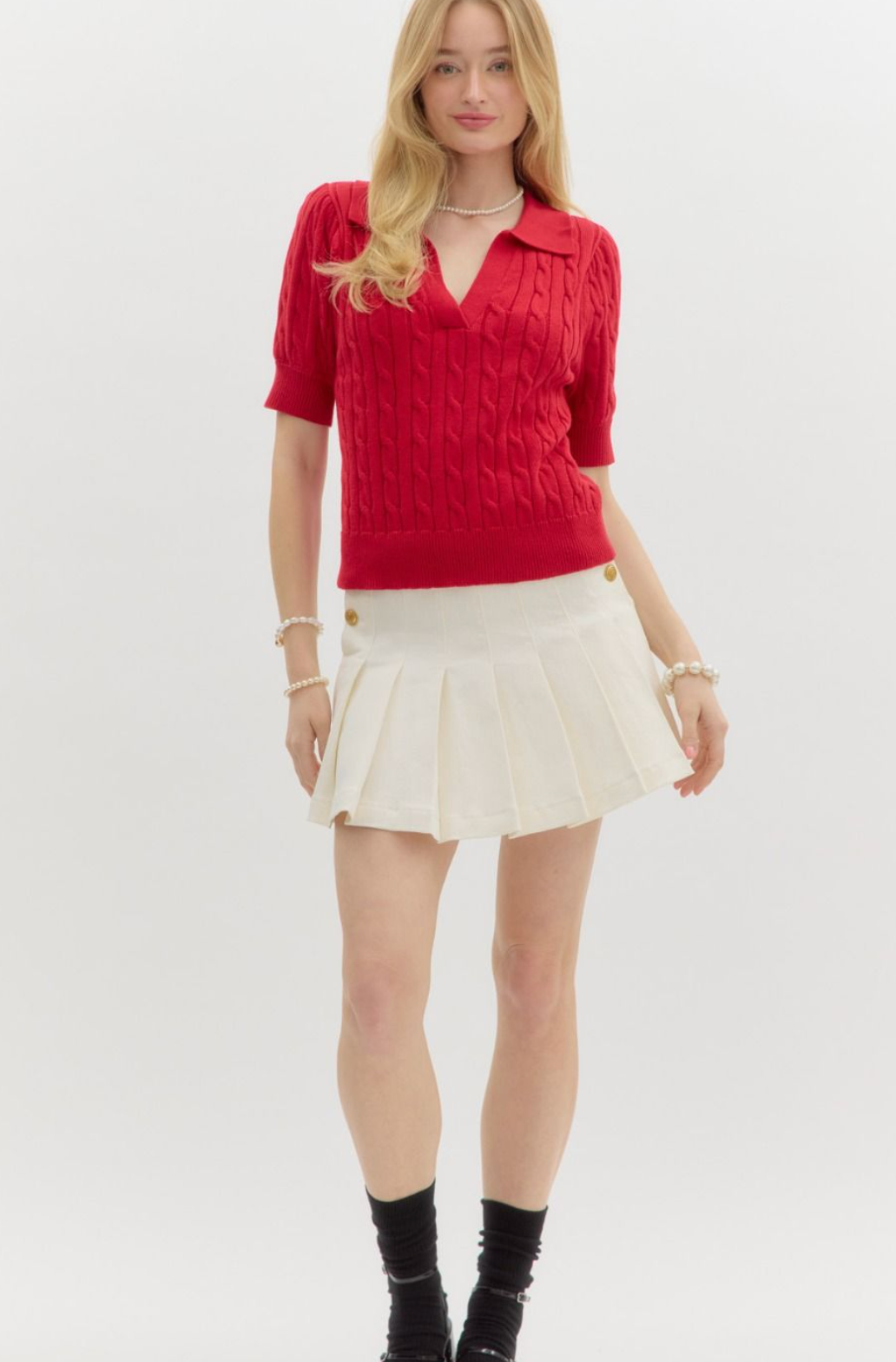 Cable Knit Collared Top