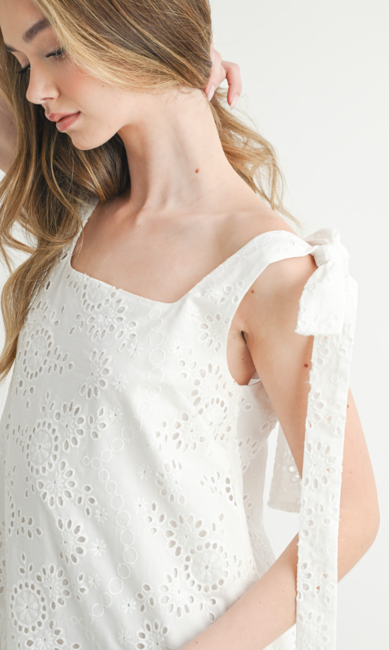 White Eyelet Lace Dress
