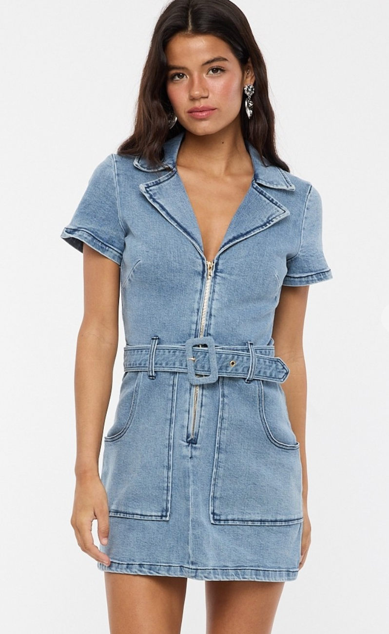 Halle Belted Denim Dress