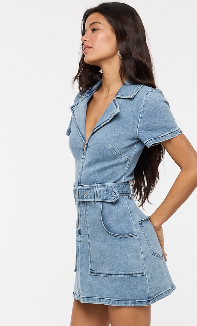 Halle Belted Denim Dress