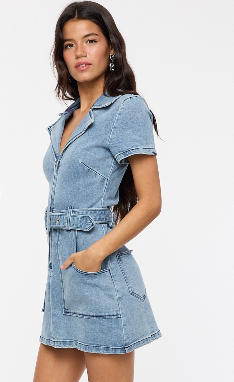 Halle Belted Denim Dress