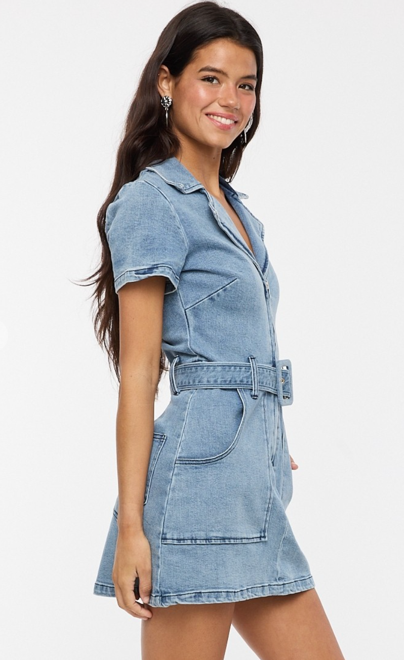 Halle Belted Denim Dress