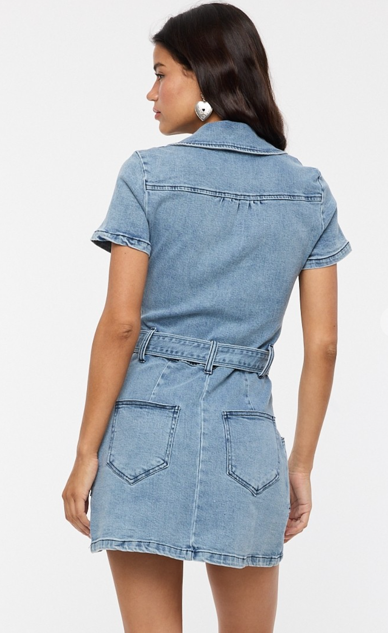 Halle Belted Denim Dress