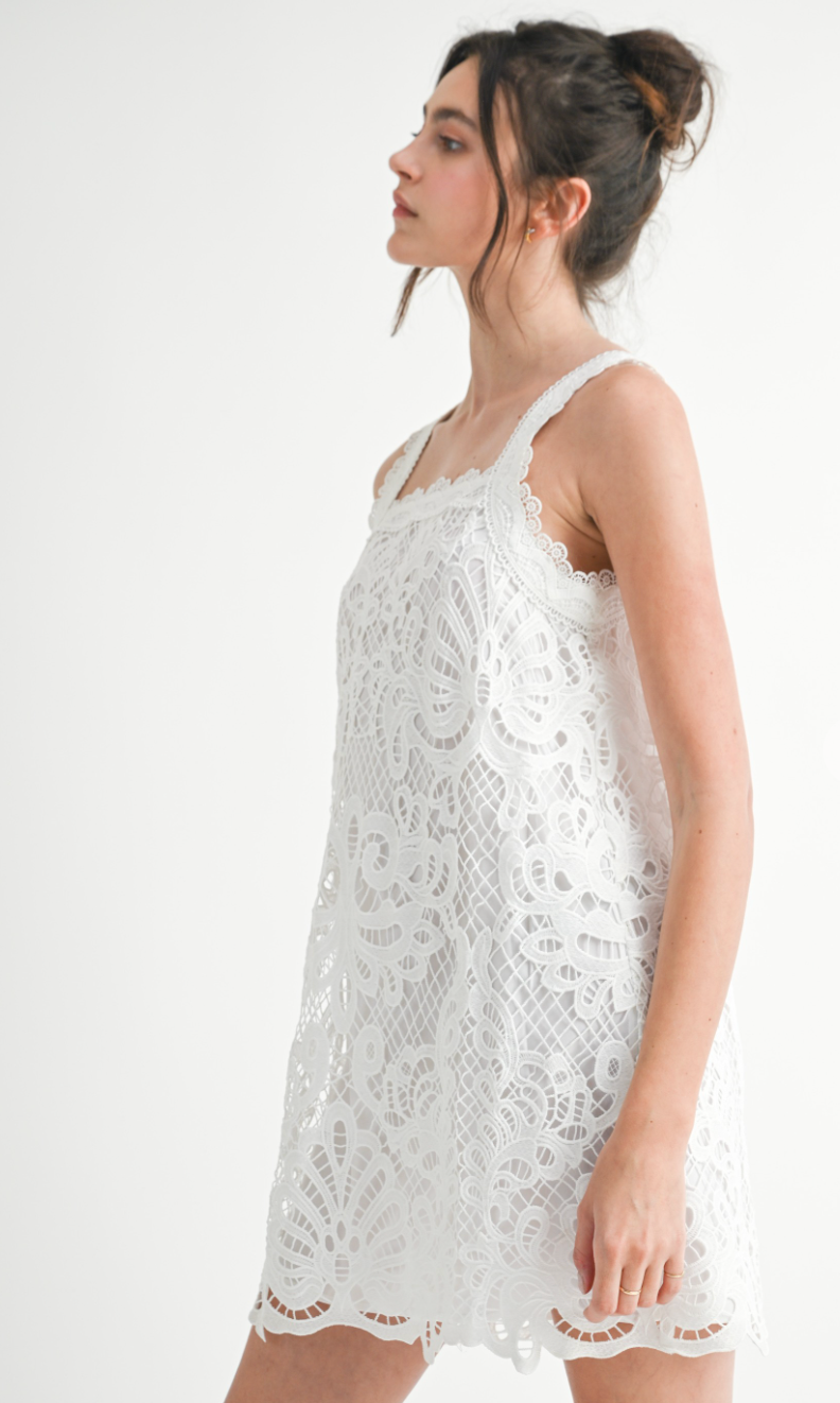 White Crochet Mini Dress