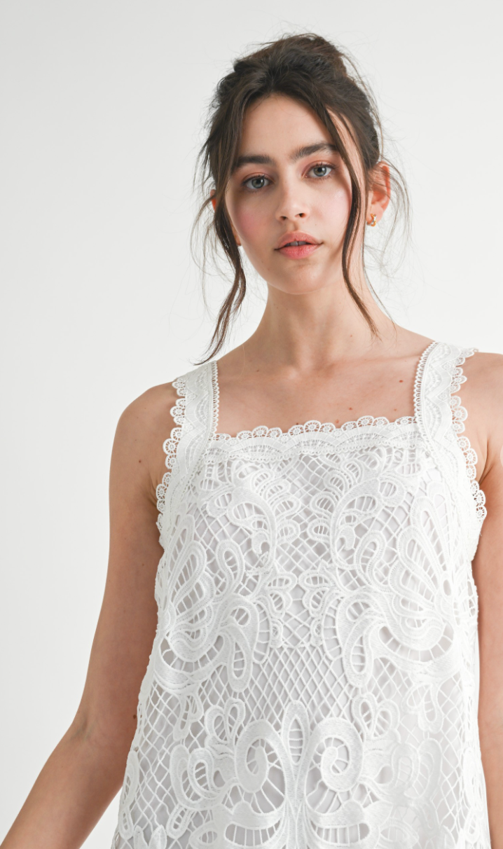 White Crochet Mini Dress