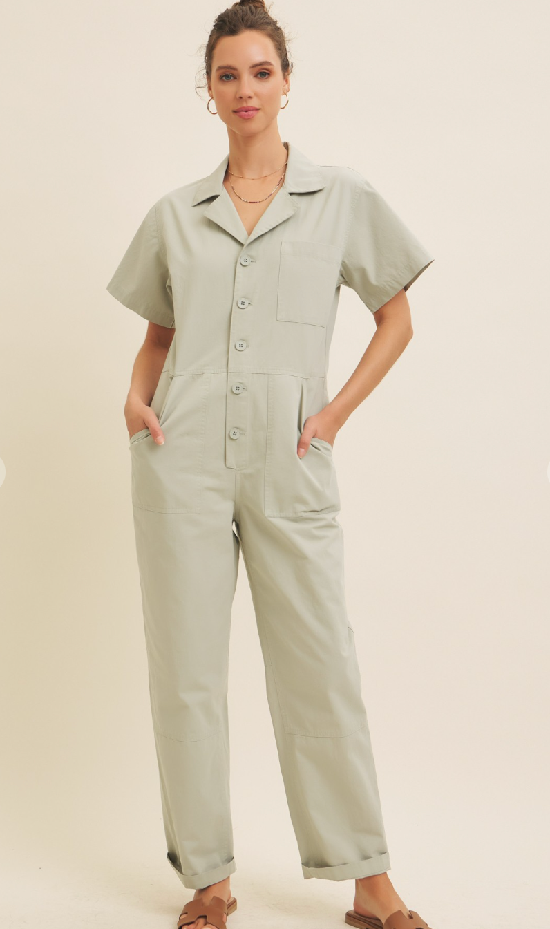 Light Sage Utility Jumpsuit