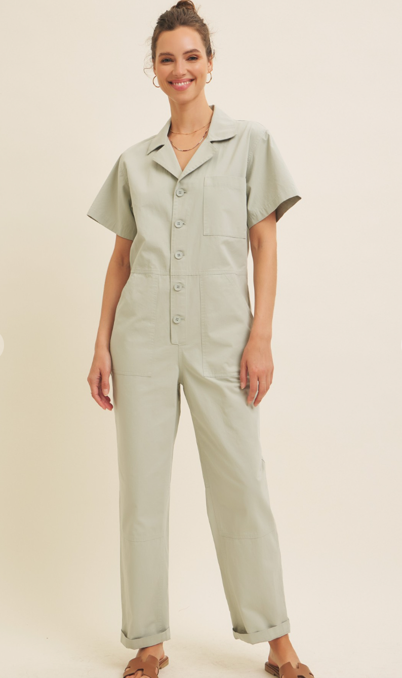 Light Sage Utility Jumpsuit