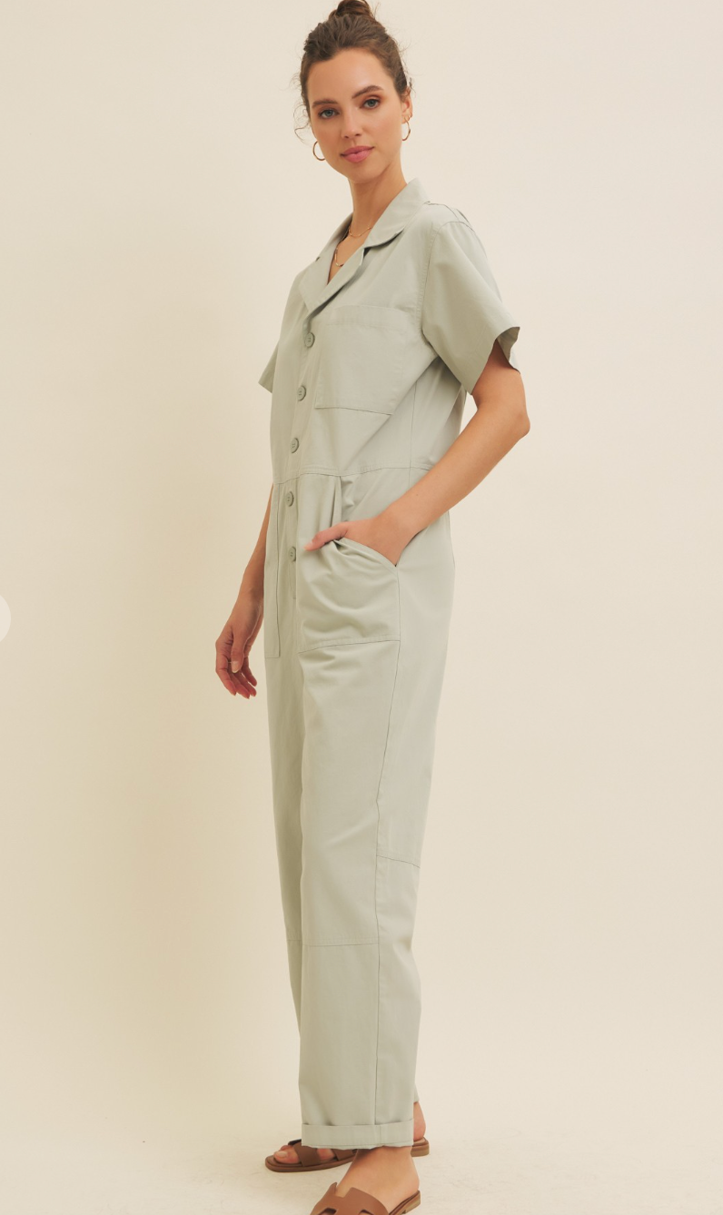Light Sage Utility Jumpsuit