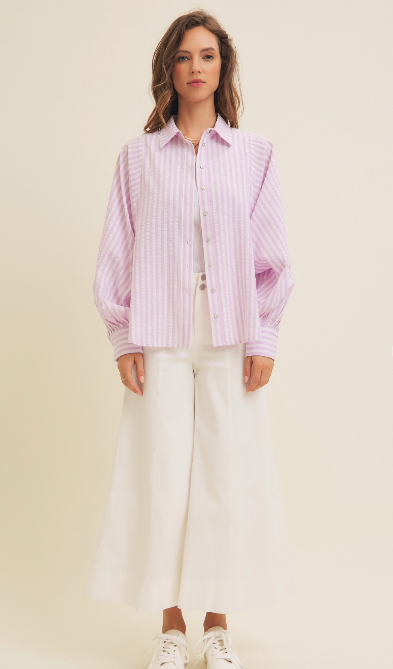 Cotton Stripe Shirt Lilac