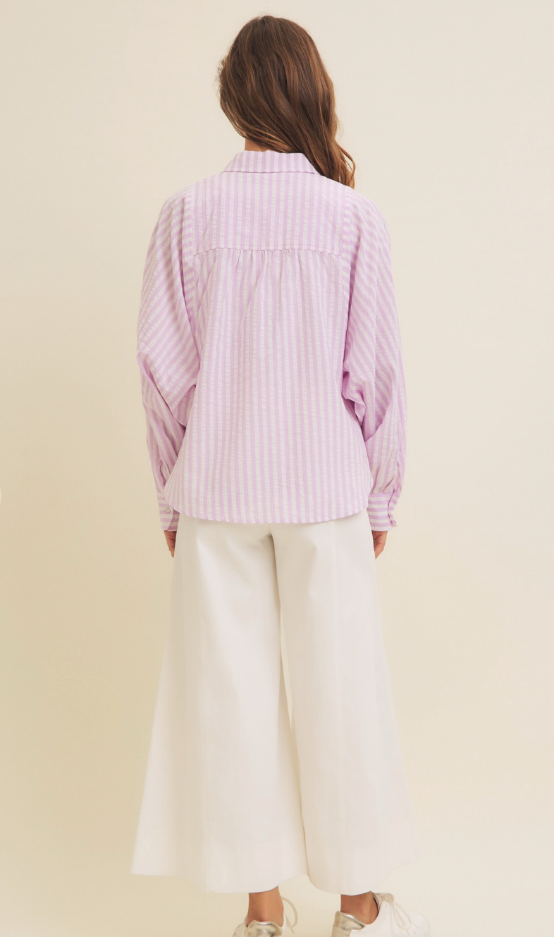 Cotton Stripe Shirt Lilac