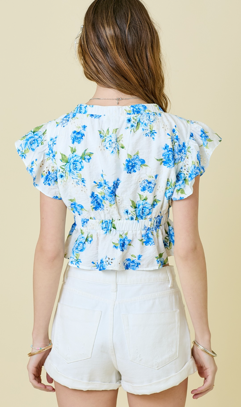 Floral Eyelet Babydoll Top