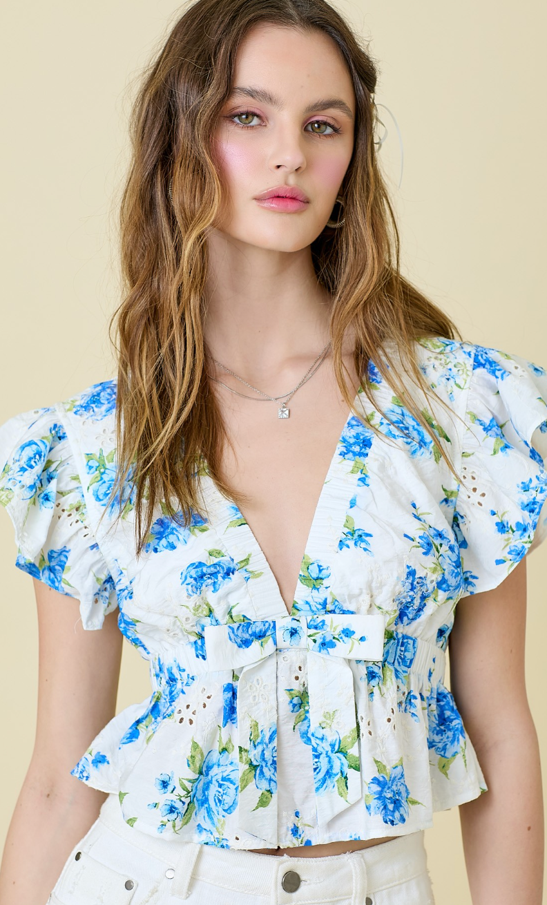 Floral Eyelet Babydoll Top