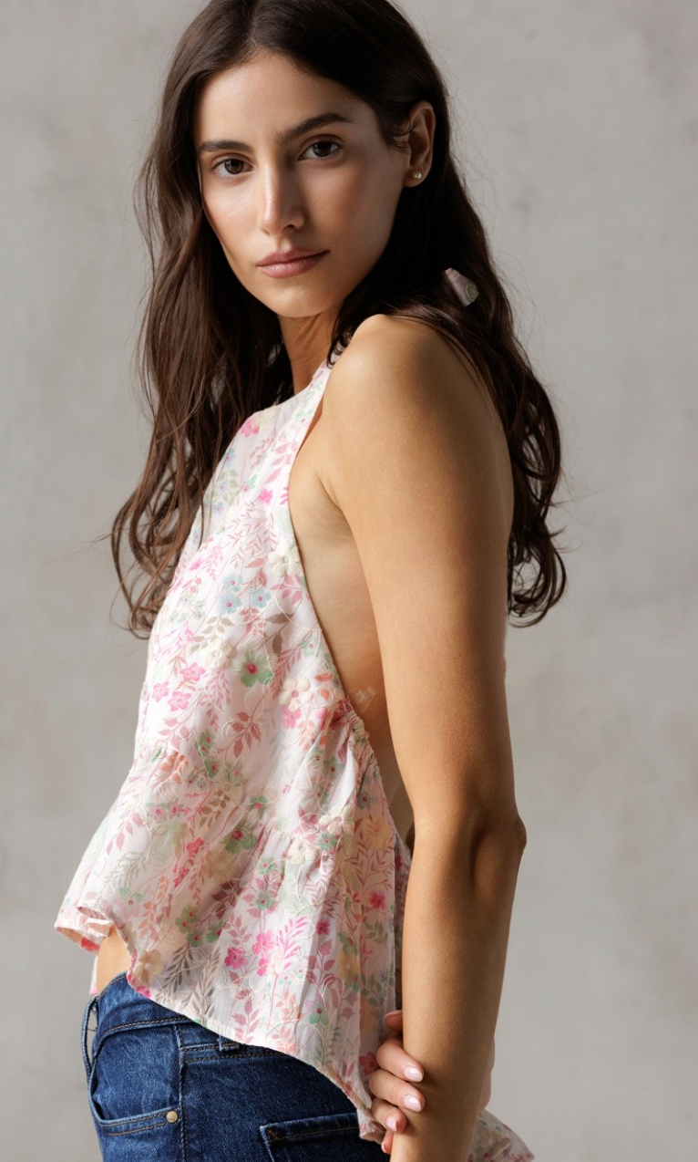 Nat Floral Halter Top