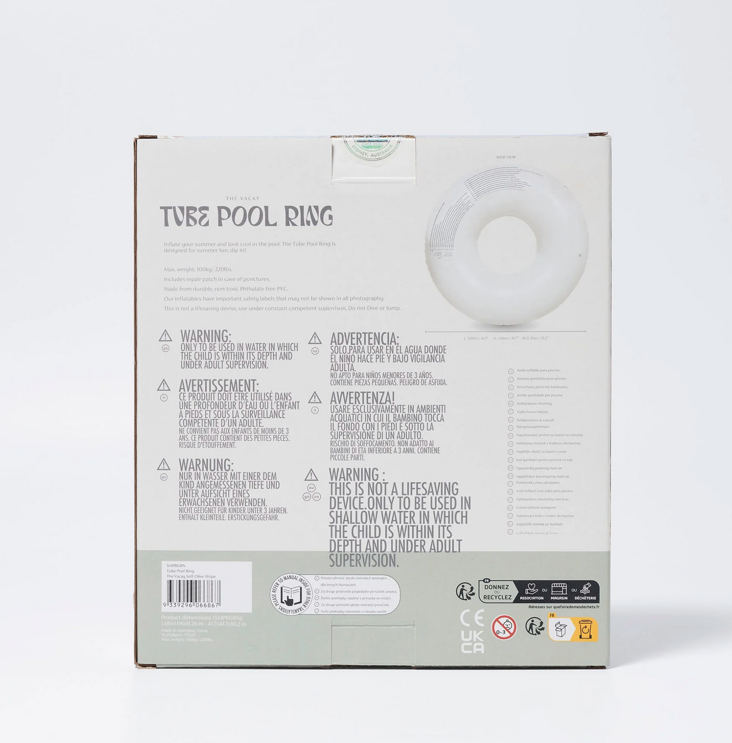 Tube Pool Ring - Olive Stripe