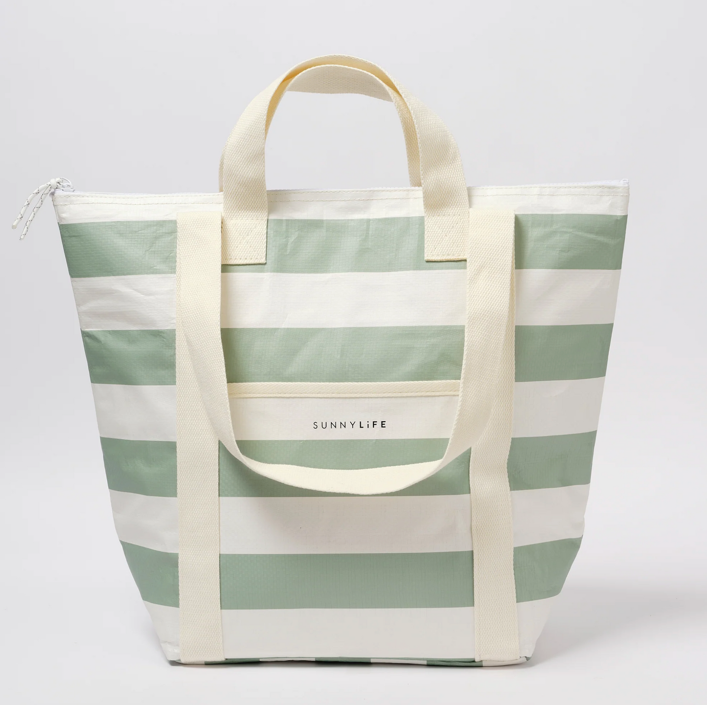 Cooler Tote Bag - Sage Stripe