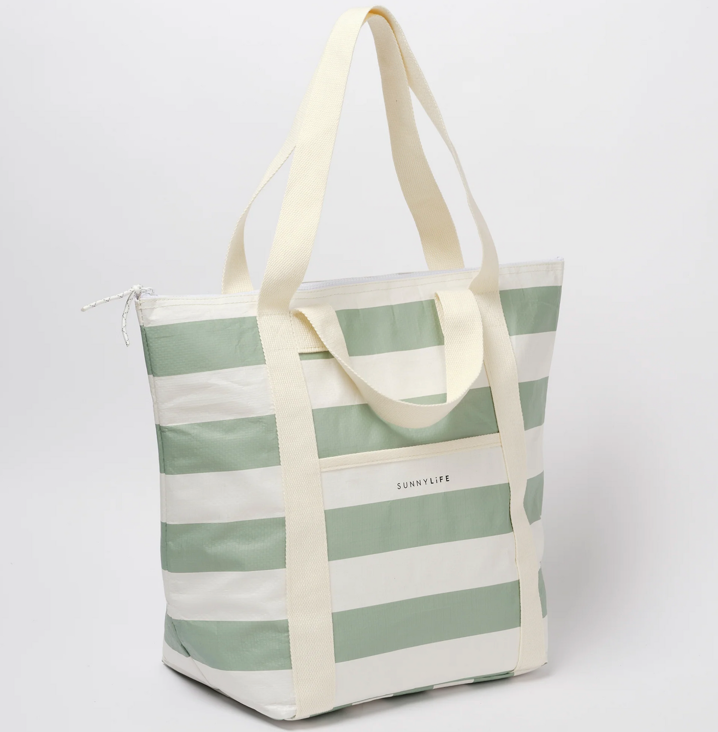 Cooler Tote Bag - Sage Stripe