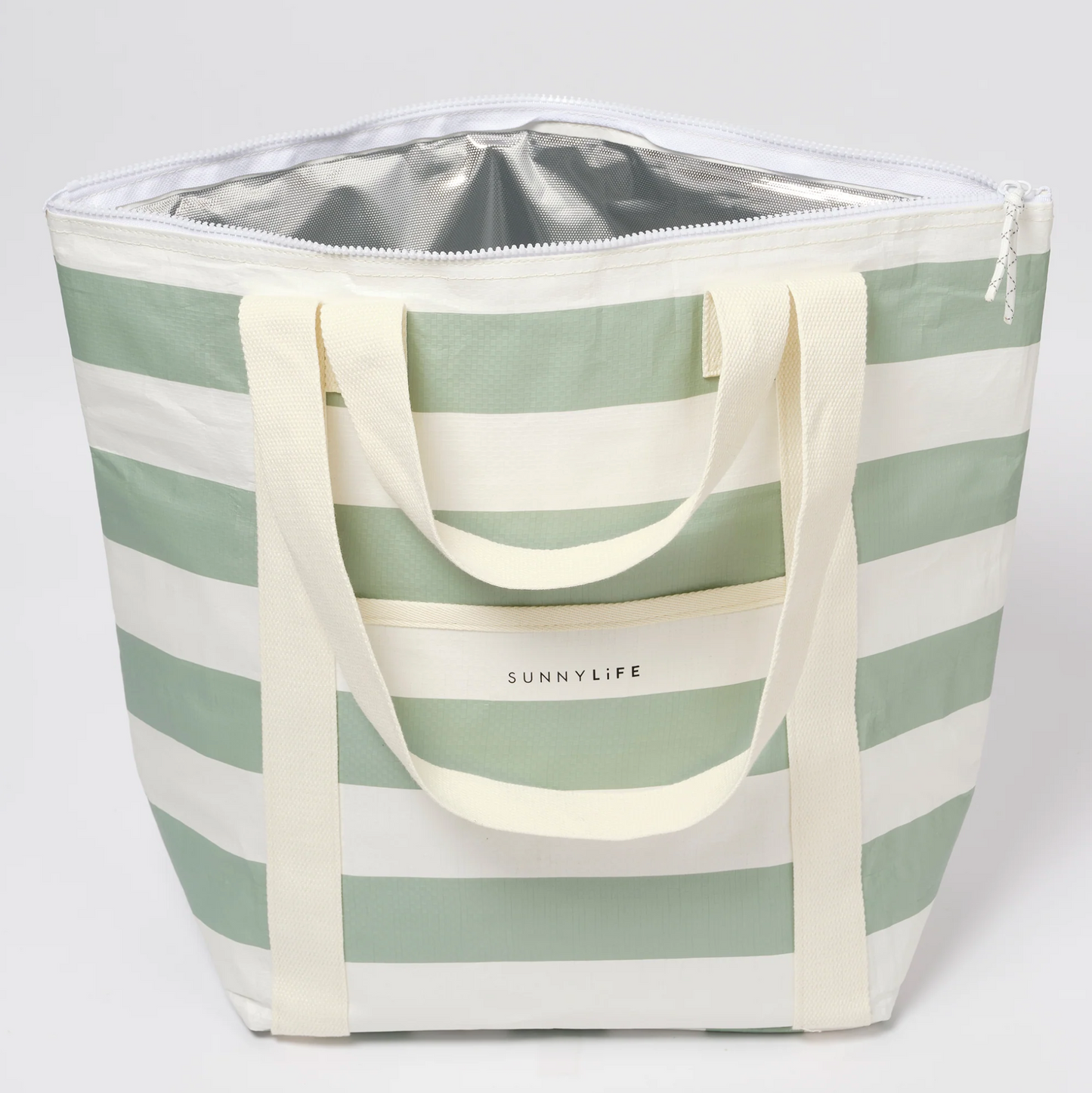 Cooler Tote Bag - Sage Stripe