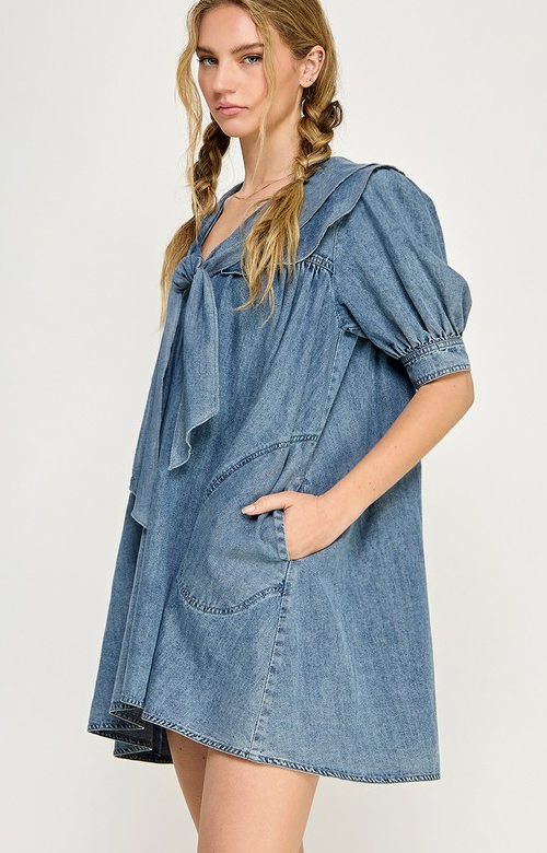 Penny Ribbon Denim Dress