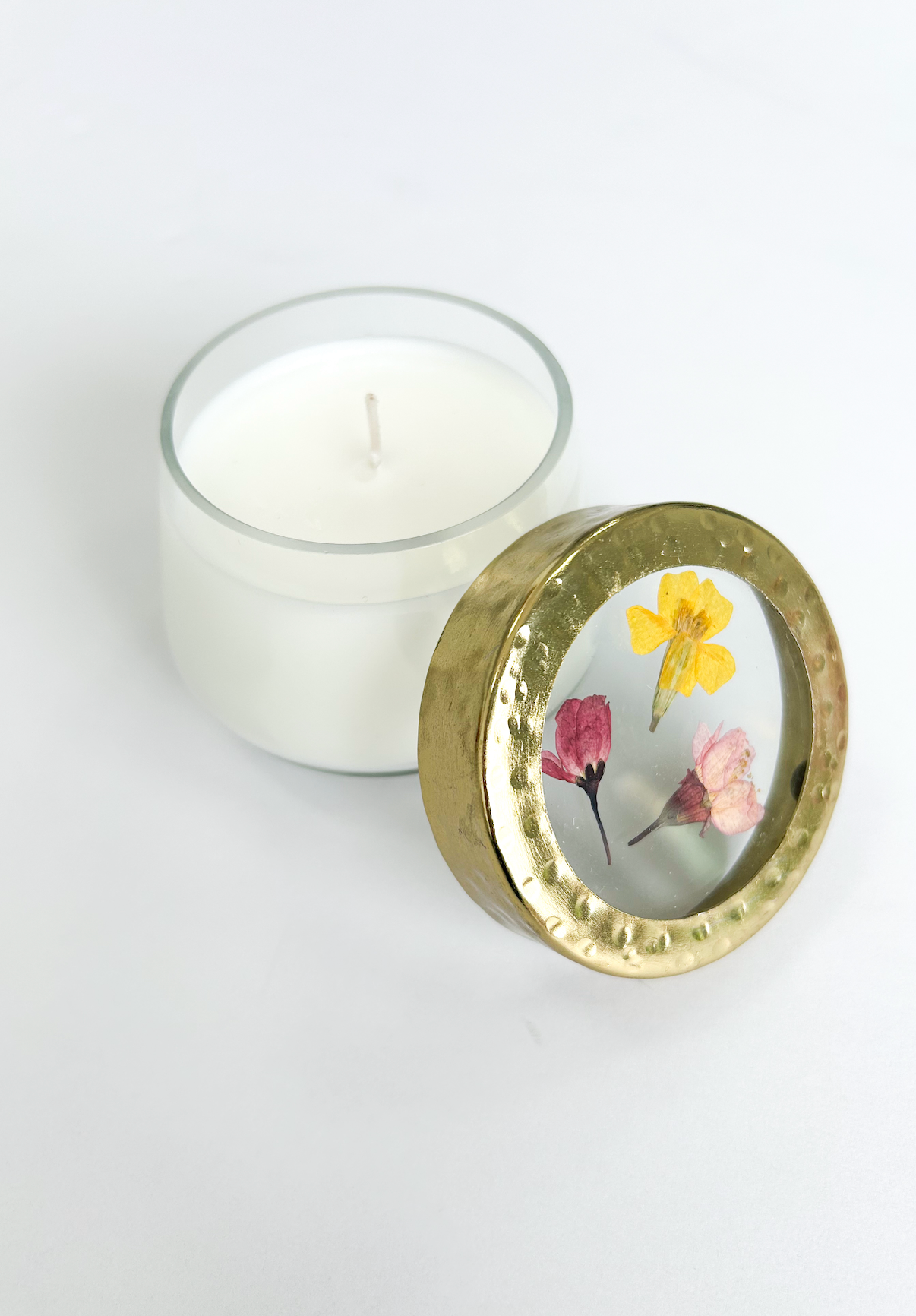 Lemon Blossom & Lychee Pressed Floral Candle - S