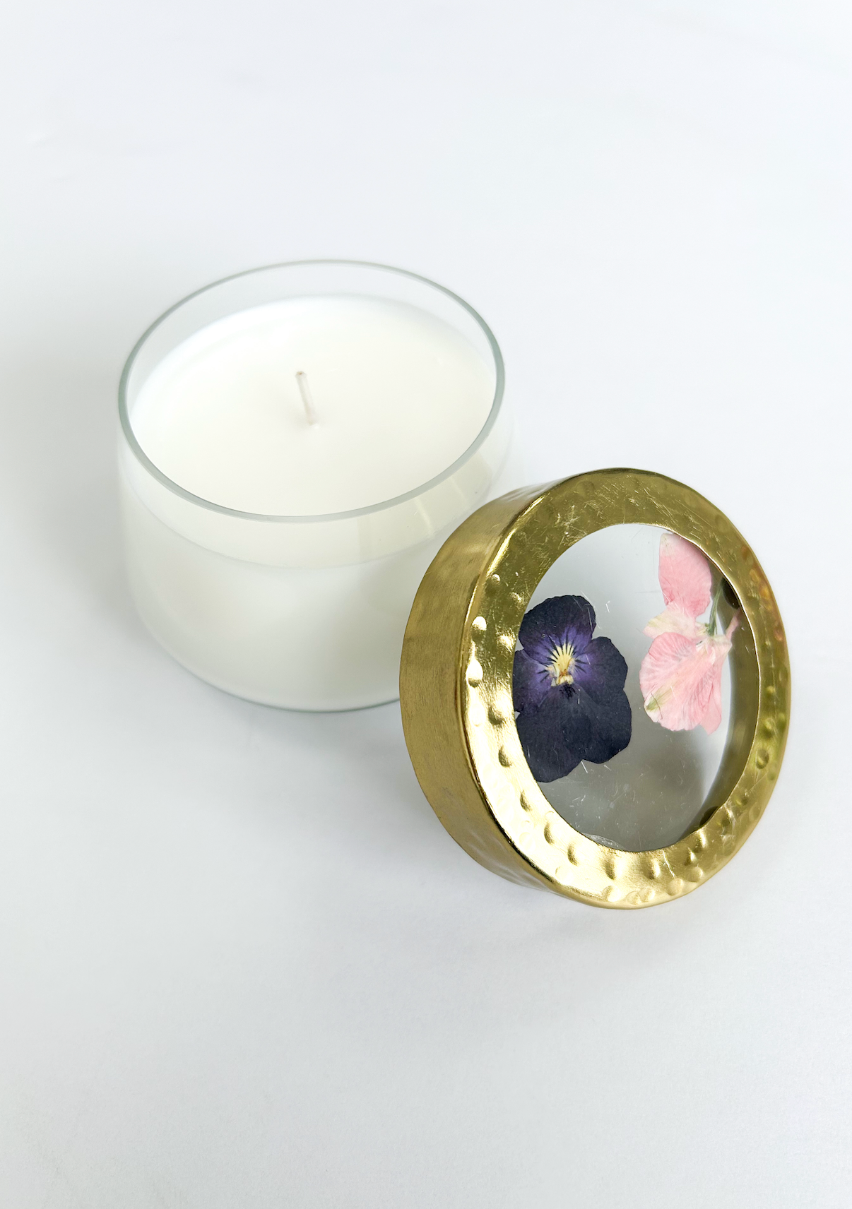 Blushing Rosewood Pressed Floral Candle - S