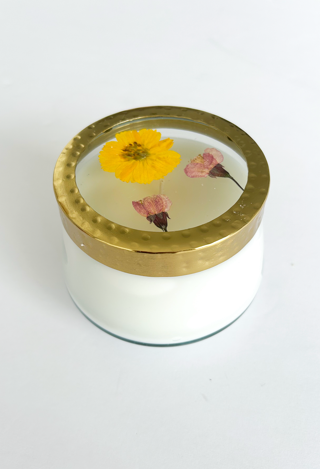 Lemon Blossom & Lychee Pressed Floral Candle - M