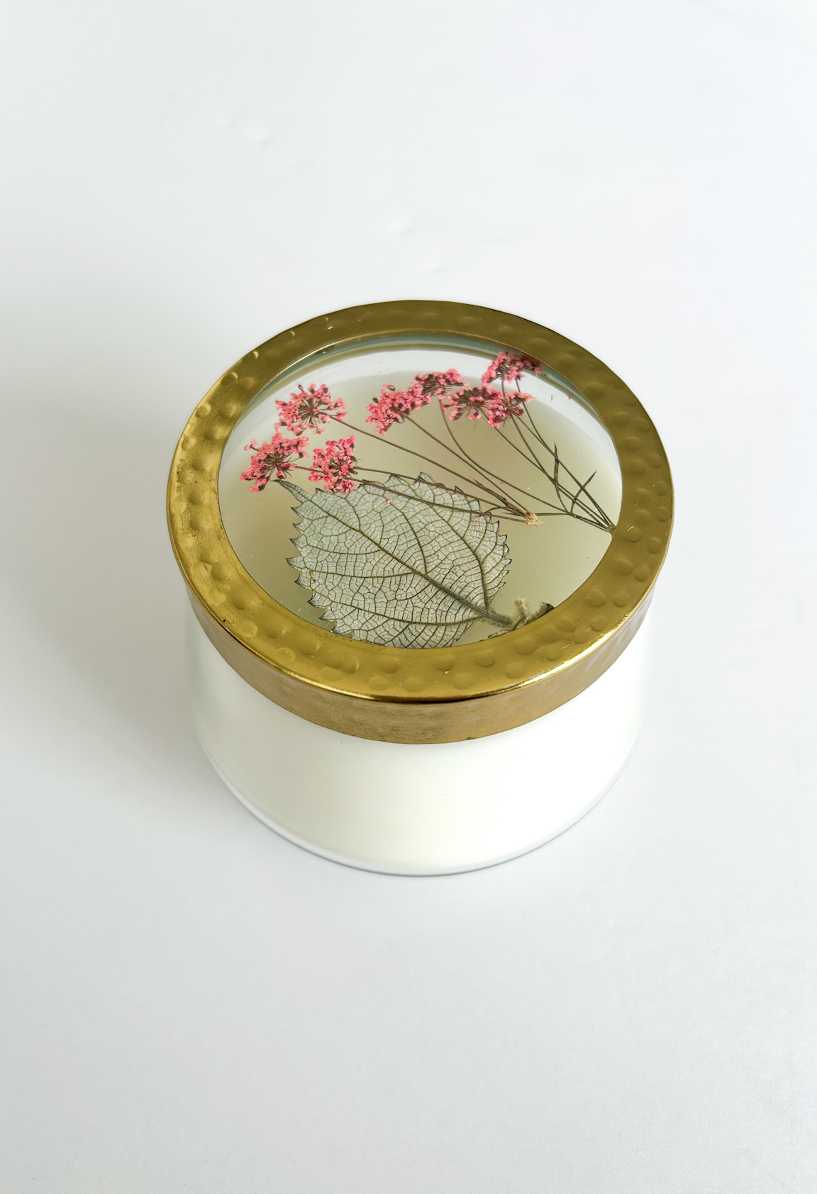 Apricot Rose Pressed Flower Candle - M